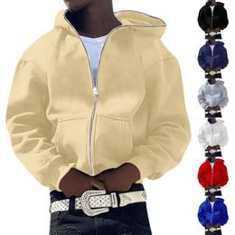 Men's Hoodies Fashion Casual Solid Colour Full Zip Hooded Sweater
