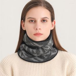 Scarves 2023 Winter Warm Neck Scarf Fashion Women Snood Female Wraps Design Ring Unisex Reverse Letter Fur Solid Bufanda