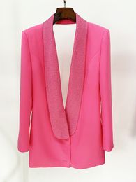919 XXL 2023 Milan Runway Autumn Women's outwear Long Sleeve Coat lAPEL Neck Coat Button Pink Fashion Clothes Womens oalaidi