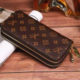 high quality Double zipper Wallets Mens Leather Wallet Holders For Brown flower women Purse Monograms Luxury Purses Wallets Zipper Coin fashion Purse
