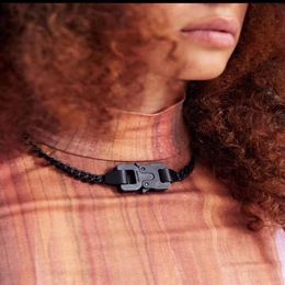 19FW 1017 ALYX STUDIO LOGO Frosted black Metal Chain necklace Bracelet belts Men Women Hip Hop Outdoor Street Accessories Festival305E