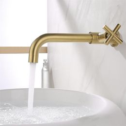 Bathroom Sink Faucets Wall-mounted Basin Faucet Washbasin Single Cold Tap Longer Spout Toilet Wash Kitchen