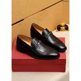 2023 Men Formal Business Brogue Dress Shoes Men's Casual Genuine Leather Flats Brand Designer Wedding Party Loafers Size 38-47 Feragamo ST61