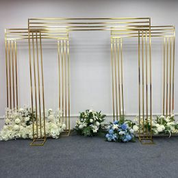 Wedding Backdrop Decor Props Geometry Shelf Wrought Iron Screen Arche Gold Plated Metal stand Flower Rack For mariage decoration