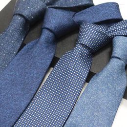 Bow Ties High Quality Business Men's Blue Polyester Tie With High-Quality Texture Wedding Party Formal Attire Striped Jacquard Gift