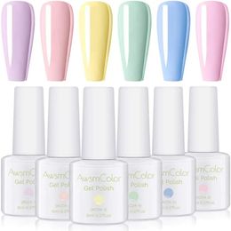 Nagellack AwsmColor Pastell Gel Nagellack Frühling Sommer Gelpolitur Soak Off Gel Nagellack Set Nagellampe erforderlich Nail Art Geschenk 230928