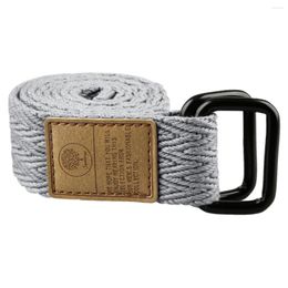 Belts Solid Color Canvas Belt Double Ring Buckle Adjustable All-Match Long Waistband For Men Women