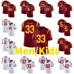 USC Trojans Football Jersey 33 Marcus Allen 5 Reggie Bush Troy Polamalu OJ Simpson Ronnie Lott Red White Mens College Football Jerseys Custom