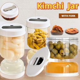 Storage Bottles Pickles Jar Kimchi Organizer Dry And Wet Dispenser Pickle Olives Hourglass Cucumber Container For Kitchen Food