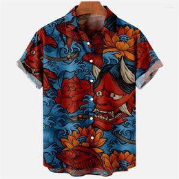 Men's Casual Shirts Devil Printed Men Button Short-sleeved For Fashion Trend Clothing Harajuku Women's Y2k