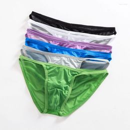 Underpants Men'S Mesh Thin Underwear Briefs Casual Pants Gay Slips Lingerie Exposed Buttocks Sexy Low Waist And High Fork