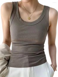 Women's Tanks Summer Female Casual Solid Color Basic Camisole Women Sexy Knitted Vest Ribbed Slim Camis Sleeveless Round Neck Tank Tops