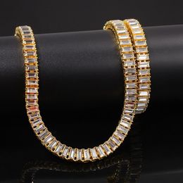 Hip Hop Bling Chains Jewellery Mens Diamond Iced Out Gold Tennis Chain Necklace Fashion Necklaces297R