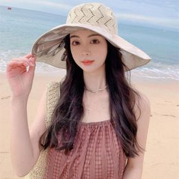 Wide Brim Hats Women Beautiful Big Bucket Hat Foldable Large Sun Cap Anti-ultraviolet Summer