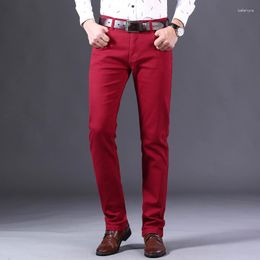Men's Pants Jeans Stretch Youth Straight Korean Style Trendy Slim Fit For Work More Than Casual Long Colors