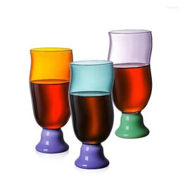 Wine Glasses 500ml Colourful High Wave Glass Cup Drinkware Tea Juice Breakfast Milk Coffee Mug Borosilicate Beer Goblet