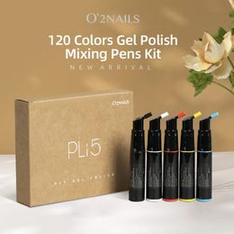 マニキュアO2Nails半分のマニキュア5ピース付きDIYミキシング120カラージェルポリッシュセットハイブリッドマニキュア230928