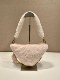 Evening Bags Winter Triangular Fur Shoulder Bag With Chain And Straps Goat Hair Underarm