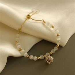 Charm Bracelets Fashion Simple Adjustable Opal Bracelet Net Red Niche Design Sense Rhinestone Jewelry241E