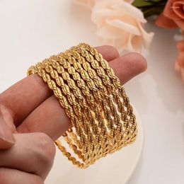 Bangle 8 Pcs Fashion Dubai Jewelry Gold Color Bracelet For Men/Women Africa Arab Items Wedding Bridal Gifts