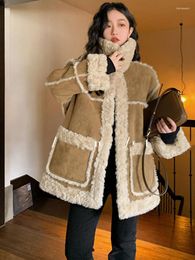 Women's Trench Coats Autumn/Winter Suede Jacket Lamb Fur Integrated Coat Thickened Sheepskin Fashion Loose Parka Women Outerwear