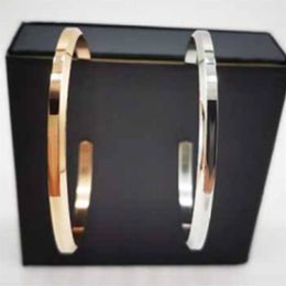 Fashion Simple Wristband Bangle Women's Bracelet 16CM 17CM Open Adjustment Designer Bracelets Silver Rosegold with Gift Box 7289t