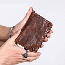 Wallets AETOO Leather Wallet Men's Short Vertical Section Multifunctional Driver's Licence Card Holder For Men Handmade Retro Tide Bran