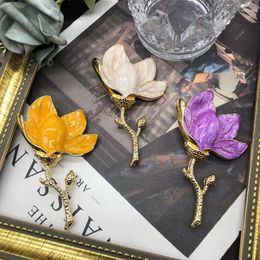 Necklace Earrings Set Classic Temperament Versatile Multi-color Enamel Glaze Magnolia Brooch Western Antique Senior Sense Of Retro Corsage