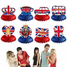 Decorative Objects Figurines King Charles Coronation Party Decorations III Flags 8Pcs 230928