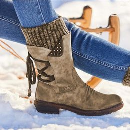 Boots 2023 Women Boot Winter Mid-Calf Flock Shoes Fashion Snow Ladies Thigh High Suede Warm Botas Zapatos De Mujer