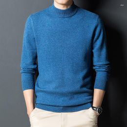 Men's Sweaters Men Wool Thicken 2023 Autumn Winter Long Sleeeve Mockneck Half Worsted Man Cashmere Warm Pullovers