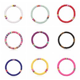 12PCS Soft Clay Surfer African Beads Choker Colourful Jelly Bracelet Elastic Handmade Boho Lightweight for Women Girls 6mm Summer B213f