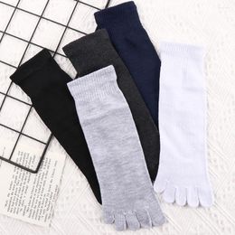 Men's Socks Breathable Casual Solid Color Five Toe Running Cotton Middle Tube Five-Finger