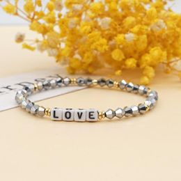 Strand Go2boho Personality Design Little Words Lettle Love Crystal Bead Handmade Bracelet For Women