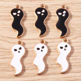 Charms 10pcs 8x26mm Cartoon Enamel Halloween Ghost Pendants For Making DIY Earrings Necklace Handmade Keychains Jewellery Findings