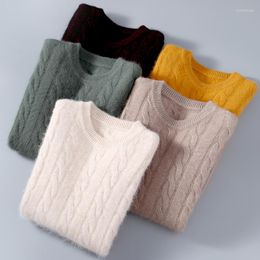 Men's Sweaters Autumn And Winter Mink Cashmere Sweater Round Neck Twisted Business Casual Long Sleeve Knitted Bottoming Shirt