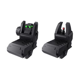 Tactical MGP CQB Fiber Optics Armor Gen 1 Back-Up Sight Upgraded Front and Rear Folding Flip Sights Red Green Fiber Sight for M4 AR15 fit Picatinny Weaver Rail