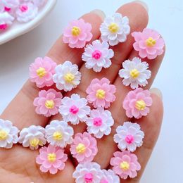 Decorative Figurines 60Pcs Cute Mini 12mm Small Flower Flat Back Resin Scrapbooking DIY Jewelry Craft Decoration Accessories