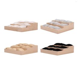 Watch Boxes Display Tray Jewellery Bracelet Storage Case Wooden 9 Grids Pillows For Bracelets Countertop Drawer Watches Gifts