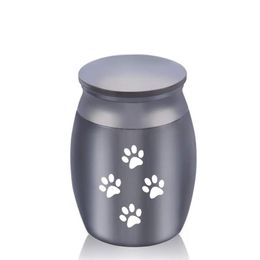 30 x 40mm Pets Dog Cat Paw Cremation Ashes Urn Aluminum alloy Urns Keepsake Casket Columbarium Mini Storage Tank Pets Memorials247M