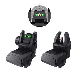 Upgraded MGP CQB Fibre Optics Armour Gen 1 Flip Sight Front and Rear Folding Back-Up Sights Red Green Fibre for M4 AR15 fit 20mm Picatinney Weaver Rail