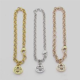 Europe America Fashion Style Men Lady Women Titanium steel 18K Gold Thick Chain Bracelet With G Initials Heart Pentagram Charm 3 C271f