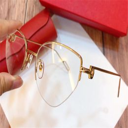 New fashion designer frame cat eye K gold half frame retro modern style 0157 unisex can be used for prescription lenses glasses282F