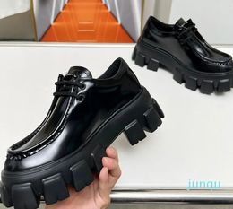 Monolith brushed leather lace up shoes Black original bold lace ups Emphasise the duality concept that is fundamental in brand aesthetic Designer Loafer