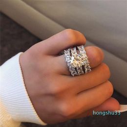 925 Sterling Silver wedding Rings set princess cut cz for bridal Women Engagement anniversary gift drop Jewellery R5993291S
