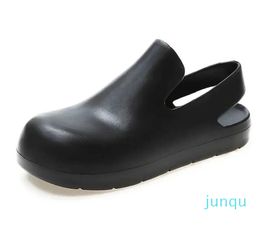 Summer Soft Bottom Sandals Female Flats Simple Outer Wear Baotou Rain Shoes Jelly Plastic Water Shoes Green Black Brown T230208