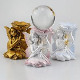 Decorative Objects Figurines Butterfly Fairy Figurine Display Stand for Crystal Glass Lens Ball Pography Lensball Base Sphere Egg Globe Holder Home Decor 230928
