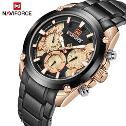 NAVIFORCE Mens Watches Top Brand Luxury Men's Casual Sport Quartz 24 Hour Date Watch Full Steel Military Wrist Watch Male Clo293s