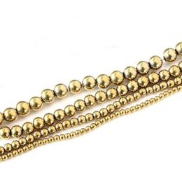 Chains CKysee One Piece Golden Round Necklace Hematite Material Size 4 6 8 10mm Women's Neck Chain For DIY Jewelry Making309d