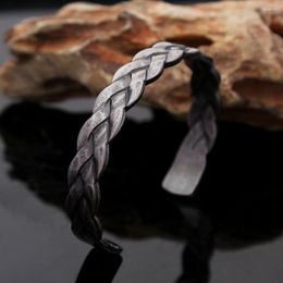 Bangle Punk Vintage 316L Stainless Steel Braided Twist Bracelet For Men Women Fashion Opening Amulet Jewelry Gift Drop